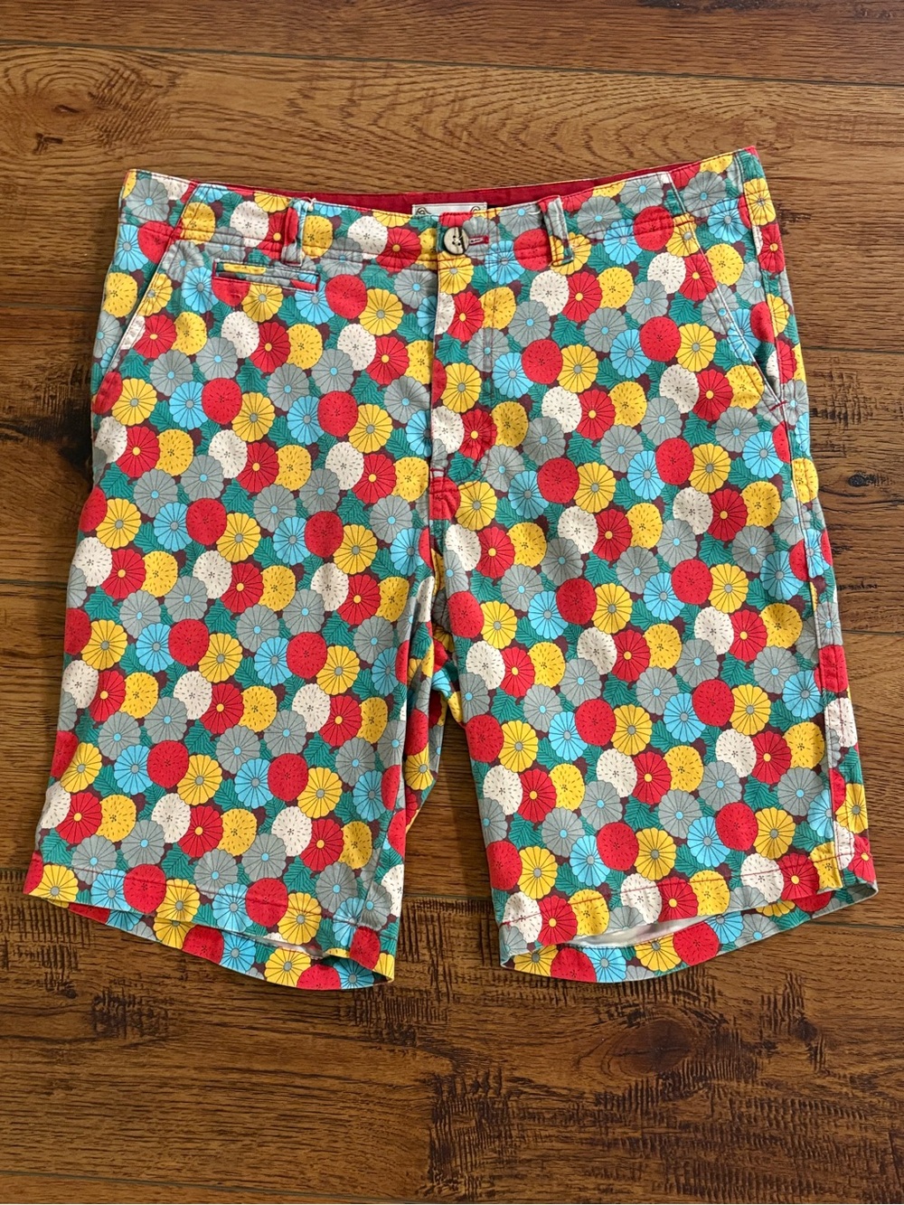 Oxford Lads Floral Print Shorts Men 30 Adjustable Waist Preppy Cotton